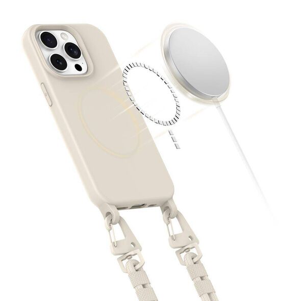 Case IPHONE 15 PRO Tech-Protect Magnecklace MagSafe Cosmic Latte 5906302313136