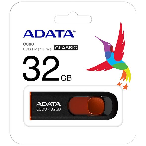 Adata Memory Stick 32GB, USB 2.0 - Adata (AC008-32G-RKD) - Black / Red 4718050609659 έως 12 άτοκες Δόσεις