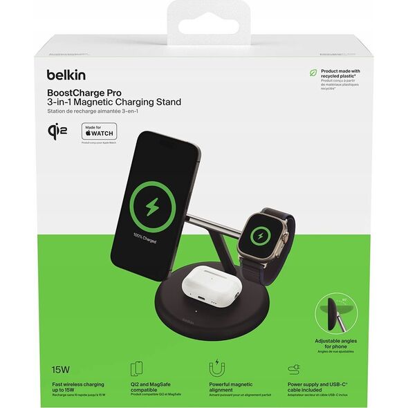 Belkin Belkin WIZ023VFBK ładowarka do urządzeń przenośnych Słuchawki, Smartfon, Smartwatch Czarny USB Bezprzewodowe ładowanie Wewnętrzna