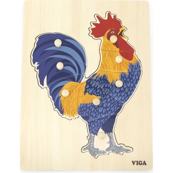 Viga Toys VIGA Drewniane Puzzle Montessori Kogut z Pinezkami 9662187 6971608446108