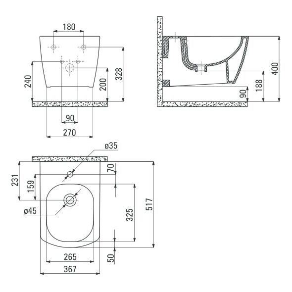 Bidet Deante Anemon wiszący biały (CDZ_6BPW) 4179645 5908212071182