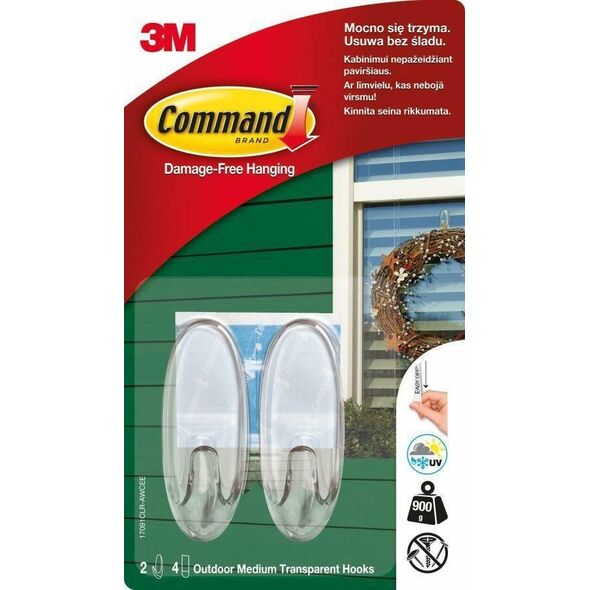 3M Haki Na Drzwi 2szt Zewnętrzne Plastikowe Transparentne 17091 3M Command 6614257 5902658092541