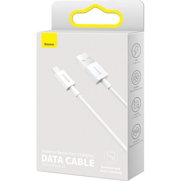 Kabel USB Baseus USB-A - microUSB 1 m Biały (BSU2824WHT) 8756849 6953156208490