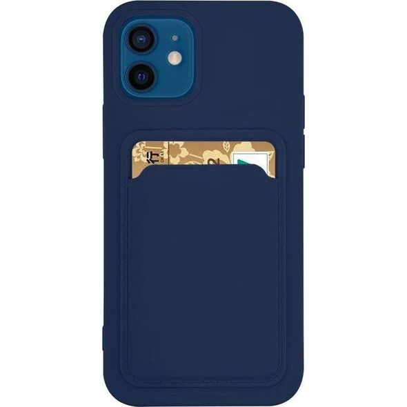 Hurtel Card Case silikonowe etui portfel z kieszonką na kartę dokumenty do Samsung Galaxy A42 5G granatowy 9599202 9145576228852