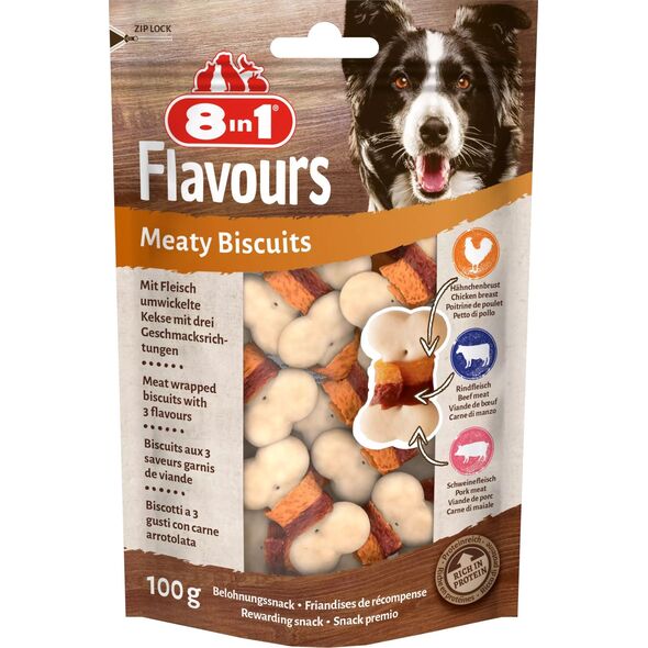 8in1 Przysmak FLAVOURS Meaty Biscuits 100g 10104303 4048422152590