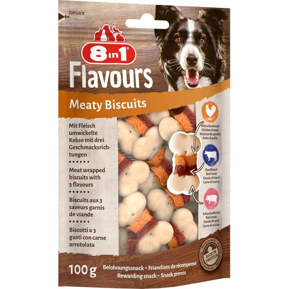 8in1 Przysmak FLAVOURS Meaty Biscuits 100g 10104303 4048422152590