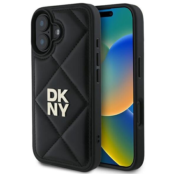 DKNY IPhone 16 Case - DKNY Leather Quilted Stack Logo (DKHCP16SPQQDSLK) - Black 3666339333461 έως 12 άτοκες Δόσεις