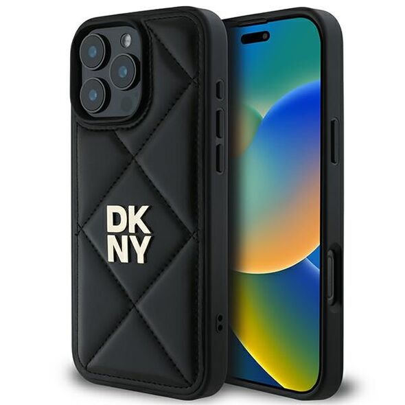 DKNY IPhone 16 Pro Max Case - DKNY Leather Quilted Stack Logo (DKHCP16XPQQDSLK) - Black 3666339333492 έως 12 άτοκες Δόσεις