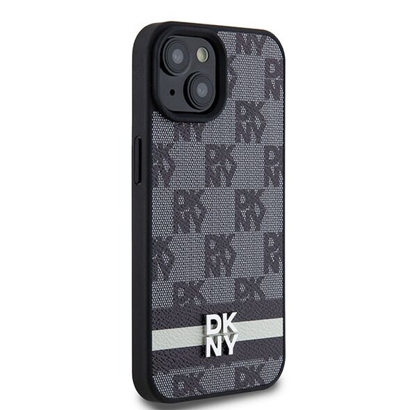 DKNY IPhone 15 Plus Case - DKNY Leather Checkered Mono Pattern & Printed Stripes (DKHCP15MPCPTSSK) - Black 3666339263201 έως 12 άτοκες Δόσεις