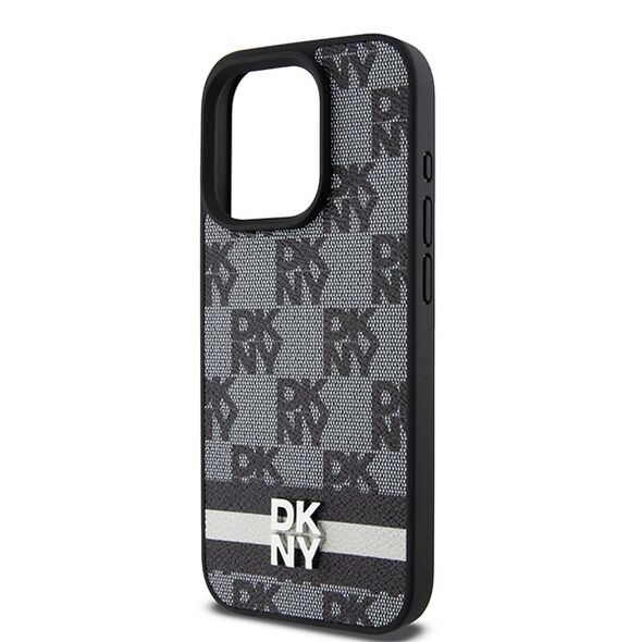 DKNY IPhone 15 Pro Max Case - DKNY Leather Checkered Mono Pattern & Printed Stripes (DKHCP15XPCPTSSK) - Black 3666339263225 έως 12 άτοκες Δόσεις