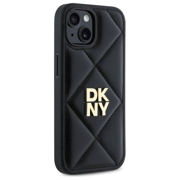 DKNY IPhone 15 Case - DKNY Leather Quilted Stack Logo (DKHCP15SPQQDSLK) - Black 3666339260958 έως 12 άτοκες Δόσεις