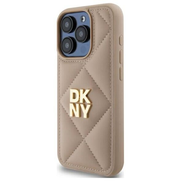 DKNY IPhone 15 Pro Max Case - DKNY Leather Quilted Stack Logo (DKHCP15XPQQDSLE) - Beige 3666339261122 έως 12 άτοκες Δόσεις