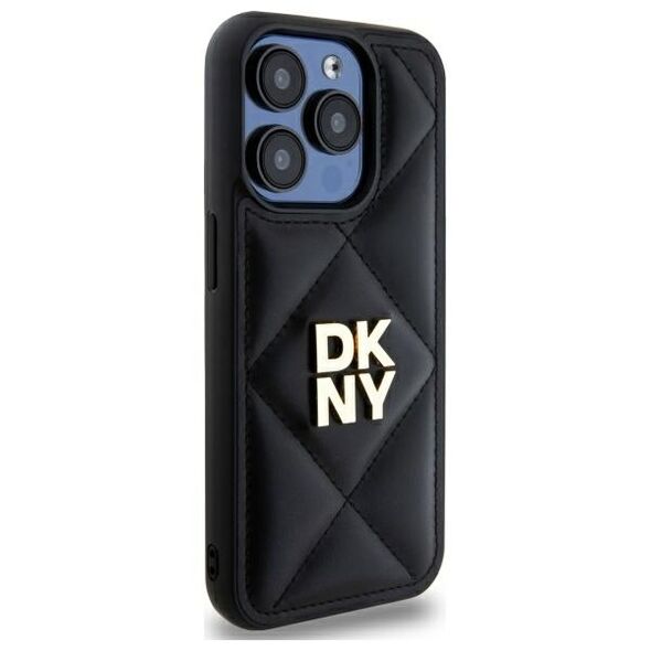 DKNY IPhone 15 Pro Case - DKNY Leather Quilted Stack Logo (DKHCP15LPQQDSLK) - Black 3666339260972 έως 12 άτοκες Δόσεις