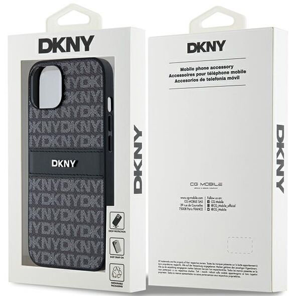 DKNY IPhone 15 Case - DKNY Leather Mono Stripe & Metal Logo (DKHCP14SPRTHSLK) - Black 3666339260354 έως 12 άτοκες Δόσεις