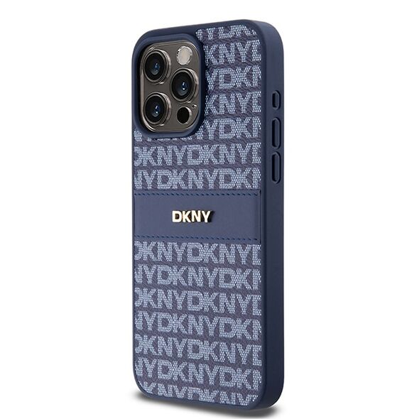 DKNY IPhone 15 Pro Max Case - DKNY Leather Mono Stripe & Metal Logo (DKHCP15XPRTHSLB) - Blue 3666339260842 έως 12 άτοκες Δόσεις