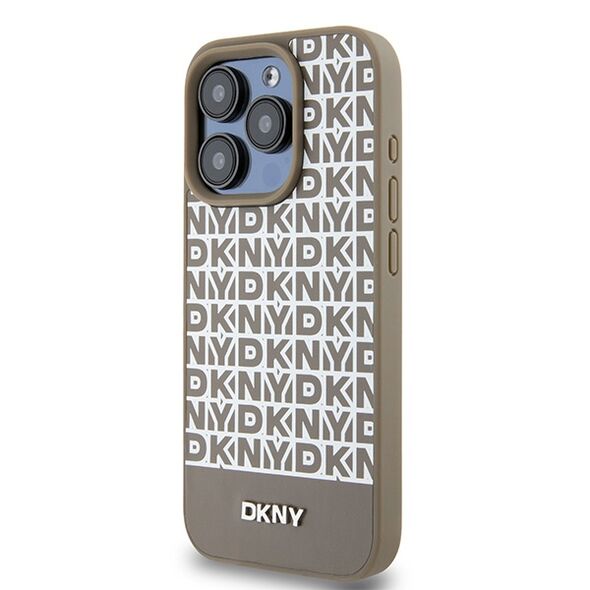 DKNY IPhone 15 Pro Max Case - DKNY Leather Printed Pattern Metal Logo MagSafe (DKHMP15XPSOSPW) - Brown 3666339262105 έως 12 άτοκες Δόσεις