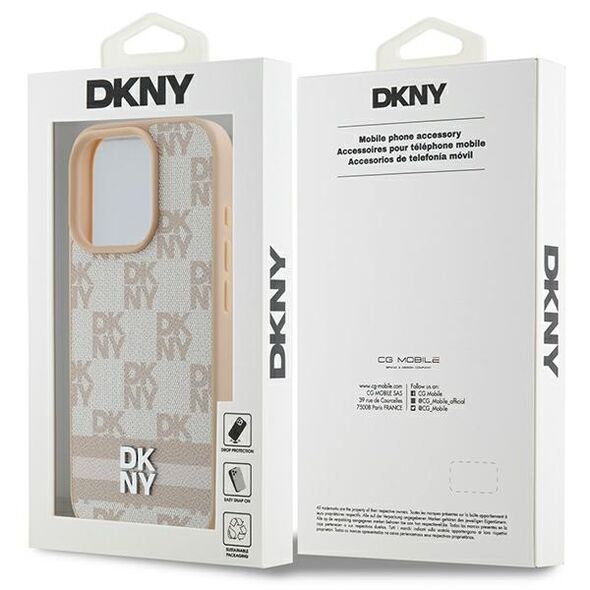 DKNY IPhone 16 Pro Hardcase - DKNY Leather Hardcase Checkered Pattern & Printed Stripes (DKHCP16LPCPTSSP) - Pink 3666339334246 έως 12 άτοκες Δόσεις