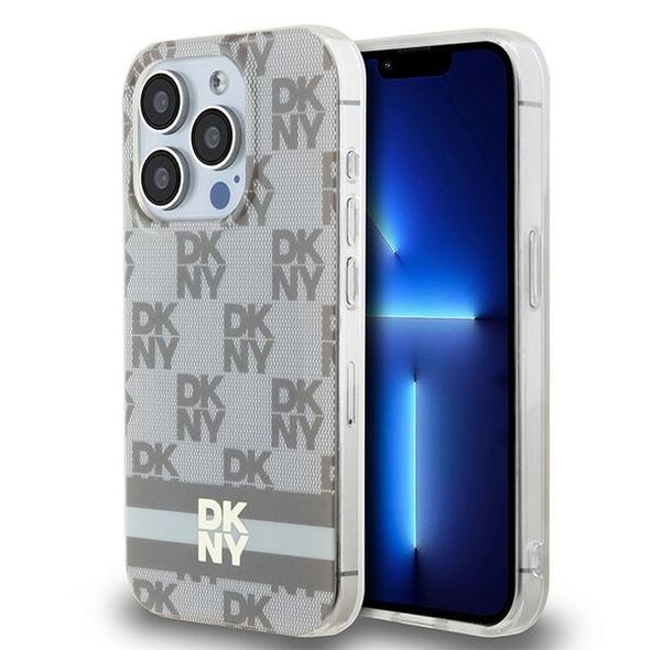 DKNY IPhone 15 Pro Max Case - DKNY IML Checkered Mono Pattern & Printed Stripes MagSafe (DKHMP15XHCPTSE) - Beige 3666339269524 έως 12 άτοκες Δόσεις