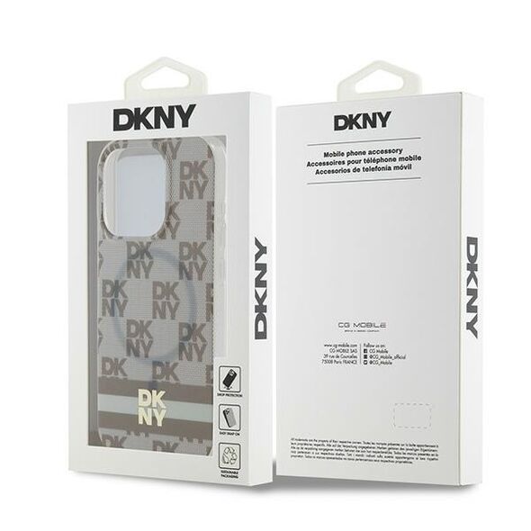 DKNY IPhone 15 Pro Max Case - DKNY IML Checkered Mono Pattern & Printed Stripes MagSafe (DKHMP15XHCPTSE) - Beige 3666339269524 έως 12 άτοκες Δόσεις