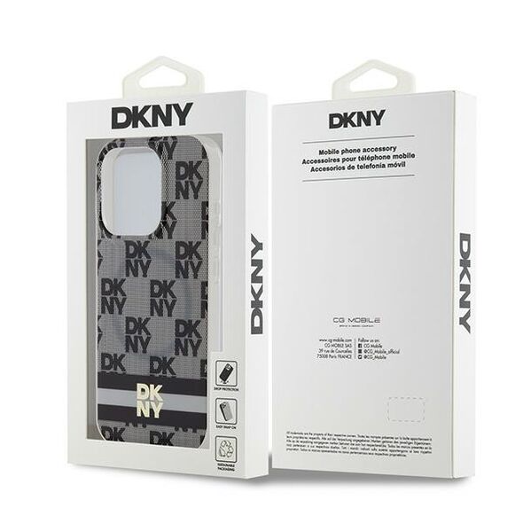 DKNY IPhone 15 Pro Max Case - DKNY IML Checkered Mono Pattern & Printed Stripes MagSafe (DKHMP15XHCPTSK) - Black 3666339269388 έως 12 άτοκες Δόσεις