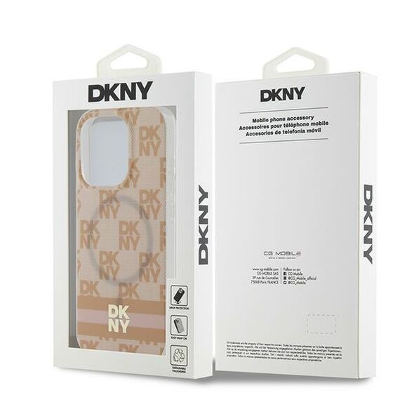 DKNY IPhone 15 Pro Pouch - DKNY IML Checkered Mono Pattern & Printed Stripes MagSafe (DKHMP15LHCPTSP) - Pink 3666339269098 έως 12 άτοκες Δόσεις