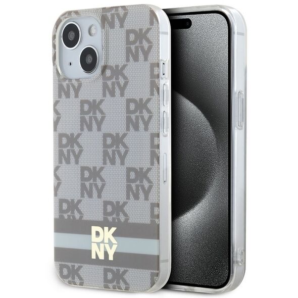 DKNY IPhone 15 Plus Case - DKNY IML Checkered Mono Pattern & Printed Stripes MagSafe (DKHMP15MHCPTSE) - Beige 3666339269500 έως 12 άτοκες Δόσεις