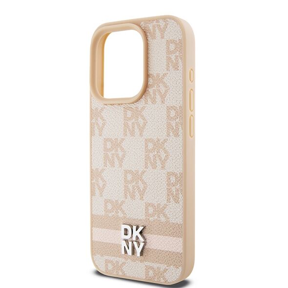 DKNY IPhone 15 Pro Case - DKNY Leather Checkered Mono Pattern & Printed Stripes (DKHCP15LPCPTSSP) - Pink 3666339263638 έως 12 άτοκες Δόσεις