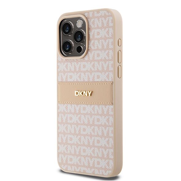 DKNY IPhone 15 Pro Max Case - DKNY Leather Mono Stripe & Metal Logo (DKHCP15XPRTHSLP) - Pink 3666339260705 έως 12 άτοκες Δόσεις