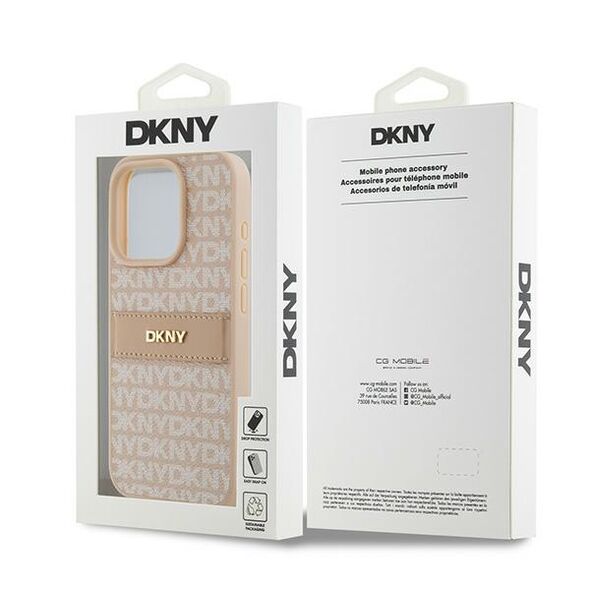 DKNY IPhone 15 Pro Case - DKNY Leather Mono Stripe & Metal Logo (DKHCP15LPRTHSLP) - Pink 3666339260699 έως 12 άτοκες Δόσεις