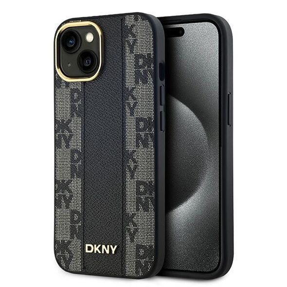 DKNY IPhone 15 Plus Case - DKNY Leather Checkered Mono Pattern MagSafe (DKHMP15MPCPCPVSLK) - Black 3666339259846 έως 12 άτοκες Δόσεις