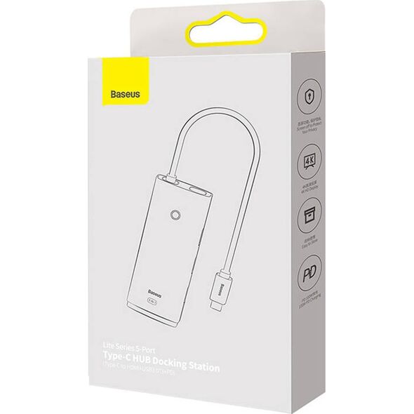 HUB USB Baseus HUB Baseus 5-portowy USB-C do HDMI+USB3.0x3+PD (czarny) 12996144 6932172628369