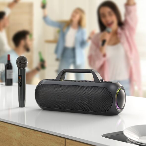 Głośnik Acefast Głośnik bezprzewodowy do karaoke 200W z 2 mikrofonami USB-C czarny Głośnik bezprzewodowy do karaoke 200W z 2 mikrofonami USB-C czarny 13576600 6974316282792