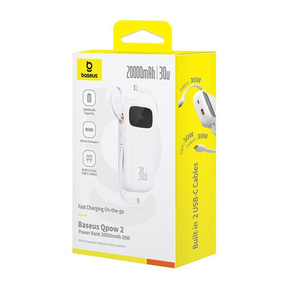 Baseus Powerbank Baseus QPow 2 20000mAh 30W 2xUSB-C (white) [product_code]  P10055009213-00 έως και 12 άτοκες δόσεις 6932172667757