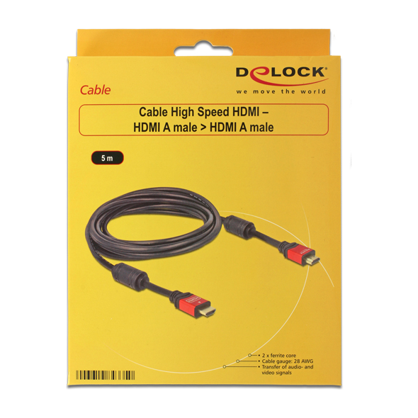 Kabel Delock HDMI - HDMI 5m czerwony (84335)