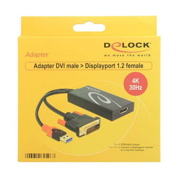 Adapter AV Delock DVI-D - DisplayPort + USB-A czarny (62596)