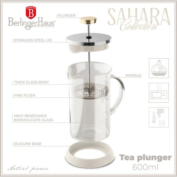 Berlinger Haus ZAPARZACZ TŁOKOWY DO KAWY HERBATY 600ml BERLINGER HAUS BH-8586 SAHARA