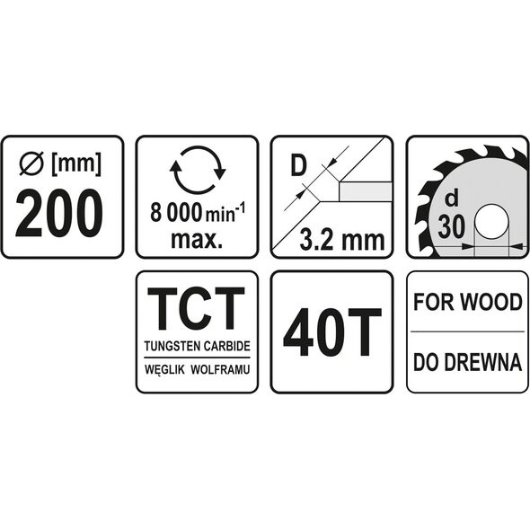 Yato Piła tarczowa do drewna z węglikiem wolframu 40T 200x30mm (YT-60652)