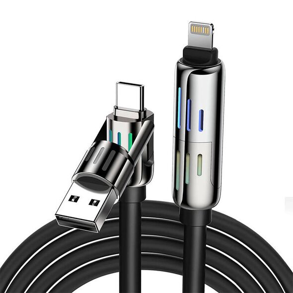 BlitzWolf USB-C/USB-A to USB-C/Lightning 4in1 Cable 1.2m 240W RGB (black) [product_code]  BW-HDC6 Black έως και 12 άτοκες δόσεις 5906168439254