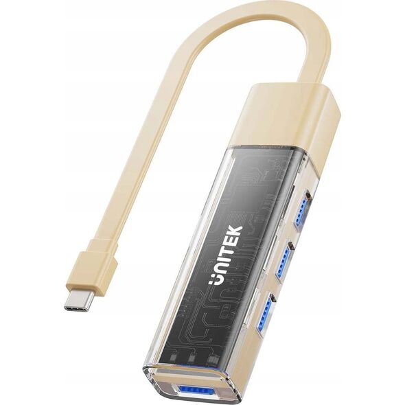 HUB USB Unitek Unitek hub dwukierunkowy USB C/USB A 5Gbps, 4x USB A kremowy