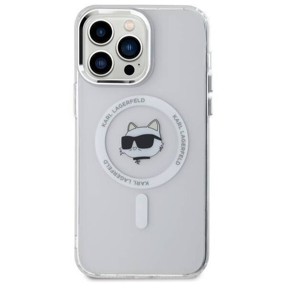 Original Case IPHONE 13 PRO MAX Karl Lagerfeld Hardcase IML Metal Choupette Head MagSafe (KLHMP13XHLSCHH) white 3666339284138