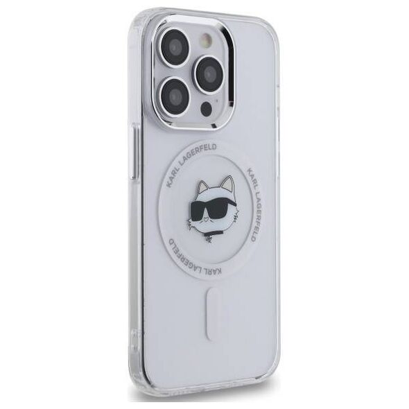 Original Case IPHONE 14 PRO Karl Lagerfeld Hardcase IML Metal Choupette Head MagSafe (KLHMP14LHLSCHH) white 3666339284169