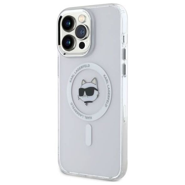 Original Case IPHONE 14 PRO MAX Karl Lagerfeld Hardcase IML Metal Choupette Head MagSafe (KLHMP14XHLSCHH) white 3666339284176