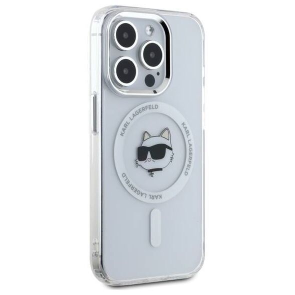 Original Case IPHONE 15 PRO Karl Lagerfeld Hardcase IML Metal Choupette Head MagSafe (KLHMP15LHLSCHH) white 3666339284206