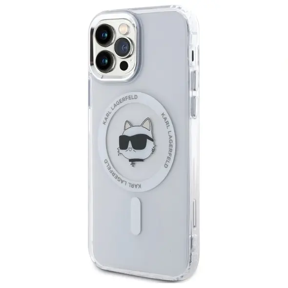 Karl Lagerfeld KLHMP12MHLSCHH Apple iPhone 12 / 12 Pro hardcase IML Metal Choupette Head MagSafe white