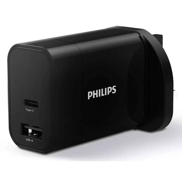 Philips UK 1xUSB, 1xUSB-C network charger black 4895229103726