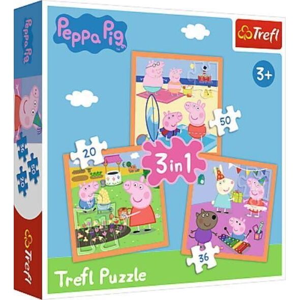 Trefl Puzzle 3w1 Pomysłowa Świnka Peppa 34852