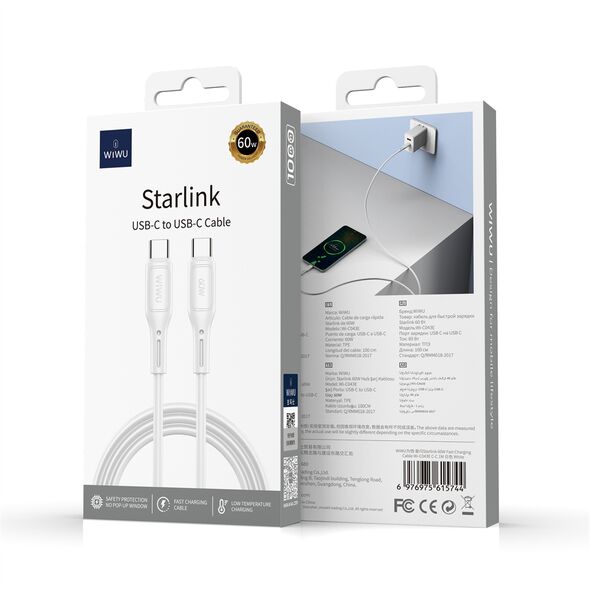 WIWU Starlink Series 60W Fast Charging Cable Wi-C043E C-C White 6976975615744