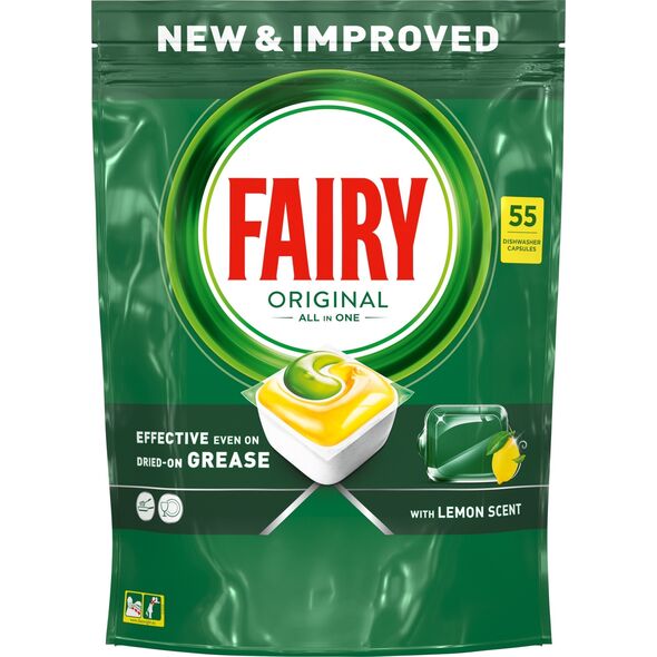 Fairy Fairy Original All in One Lemon – Kapsułki do zmywarki, cytrynowe – 55 sztuk