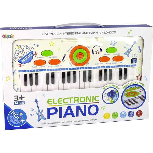 Elektryczne Pianino Keyboard Dla Dzieci Niebieski Nuty USB MP3 LEAN Toys