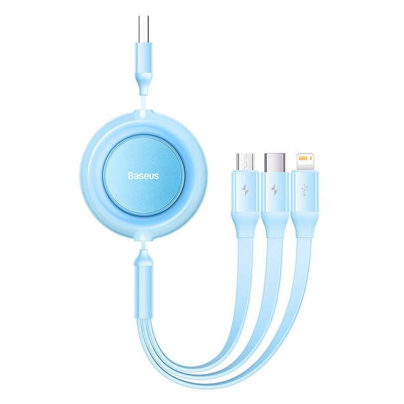 Baseus Bright Mirror 2, USB 3-in-1 cable for micro USB / USB-C / Lightning 3.5A 1.1m (Sky blue) 6932172609047